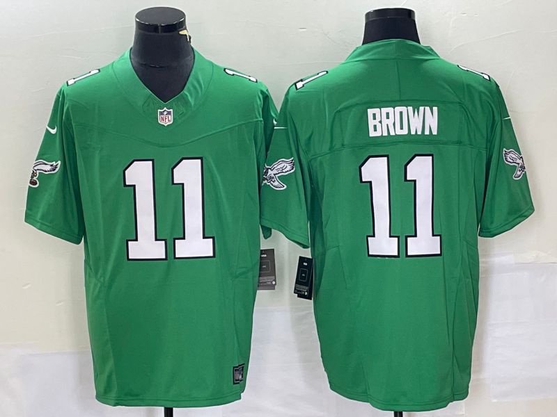 Men Philadelphia Eagles #11 Brown Green Nike Throwback Player Game NFL Jersey